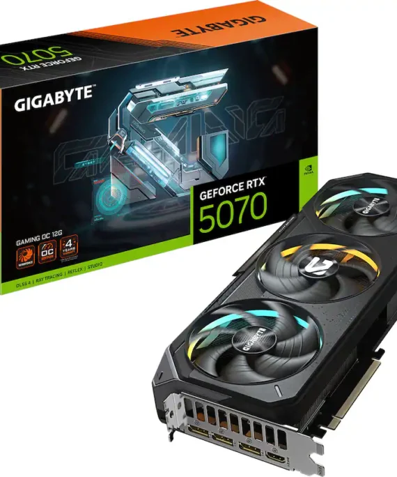 GIGABYTE – NVIDIA GeForce RTX 5070 GAMING OC 12G GDDR7 PCI Express 5.0 Graphics Card – Black